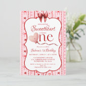 Invitation First Birthday valentine baby birthday party (Debout devant)