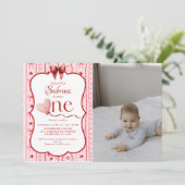 Invitation First Birthday valentine baby birthday party (Debout devant)