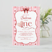 Invitation First Birthday valentine baby birthday party (Debout devant)
