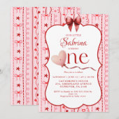 Invitation First Birthday valentine baby birthday party (Devant / Derrière)