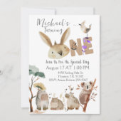 Invitation First Birthday Watercolor Safari Animals (Devant)