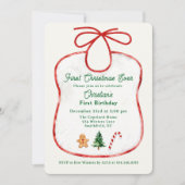 Invitation First Christmas Ever Bib First Birthday (Devant)