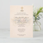 Invitation First Communion Chalice Host  Floral  (Debout devant)