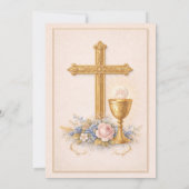 Invitation First Communion Chalice Host  Floral  (Dos)
