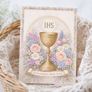 Invitation First Communion Chalice Host Floral 