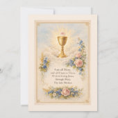Invitation First Communion Chalice Host  Floral  (Dos)