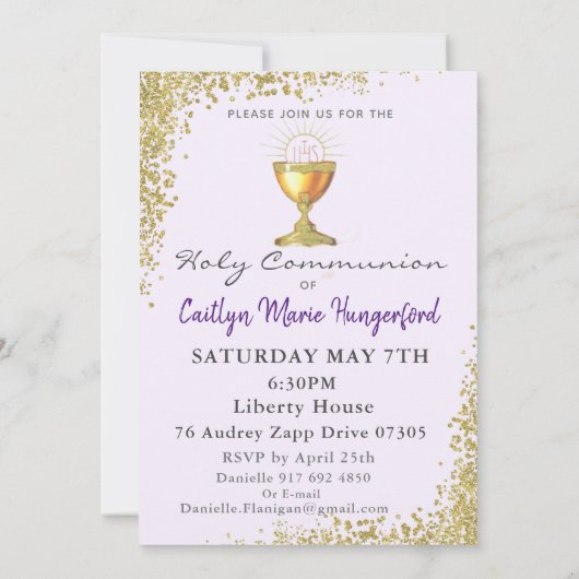 Invitation First Communion Invite Purple (Dos)