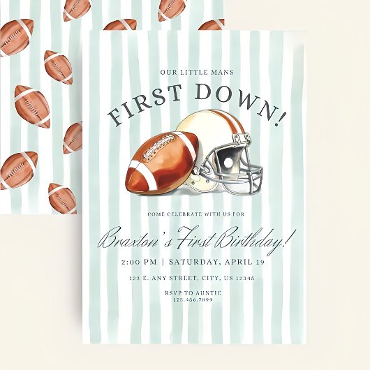 Invitation First Down Birthday Evite, Editable Football Invit