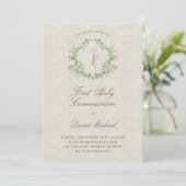 Invitation First Holy Communion beige texture (Debout devant)