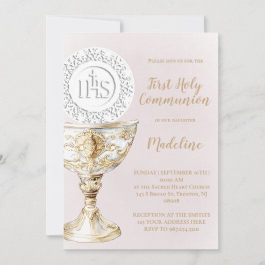 Invitation  First Holy Communion Chalice Host (Devant)