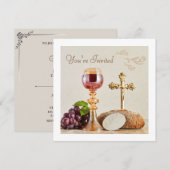 Invitation First Holy Communion | Elegant Eucharist Chalice  (Devant / Derrière)