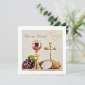 Invitation First Holy Communion | Elegant Eucharist Chalice  (Debout devant)