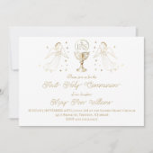 Invitation First Holy Communion golden angels Chalice Host (Devant)