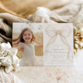 Invitation First Holy Communion Ivory Bow Pearls Photo