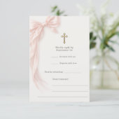 Invitation First Holy Communion Pink Bow Girl RSVP (Debout devant)