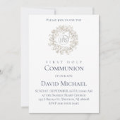Invitation First Holy Communion white wreath (Devant)