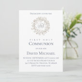 Invitation First Holy Communion white wreath (Debout devant)