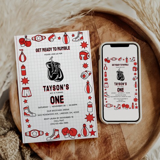 Invitation First Knockout Boxing 1st Birthday – Fun Kids Part