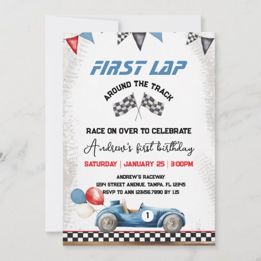 Invitation first lap, 1st birthday (Devant)