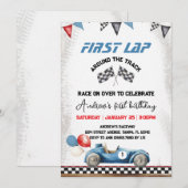 Invitation first lap, 1st birthday (Devant / Derrière)