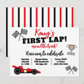 Invitation First Lap Around the Track, Kids' Birthday Party (Devant / Derrière)