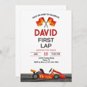 Invitation First Lap Around The Track Race Car 1st Birthday (Devant / Derrière)