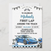 Invitation First Lap Around The Track Race Car 1st Birthday (Devant)