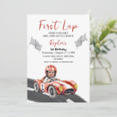 Invitation First Lap Race Car 1er Anniversaire Photo Invitati (Debout devant)
