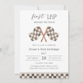 Invitation First Lap Racing 1st Birthday Party  (Devant)