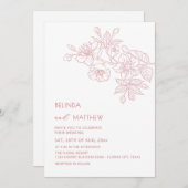Invitation First Names Only Blush Flowers White Minimalist (Devant / Derrière)