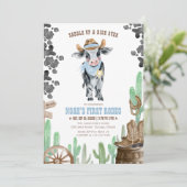 Invitation First Rodeo 1st Birthday Baby Cow (Debout devant)