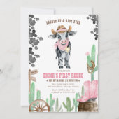 Invitation First Rodeo 1st Birthday Baby Cow (Devant)