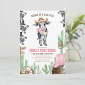 Invitation First Rodeo 1st Birthday Baby Cow (Debout devant)