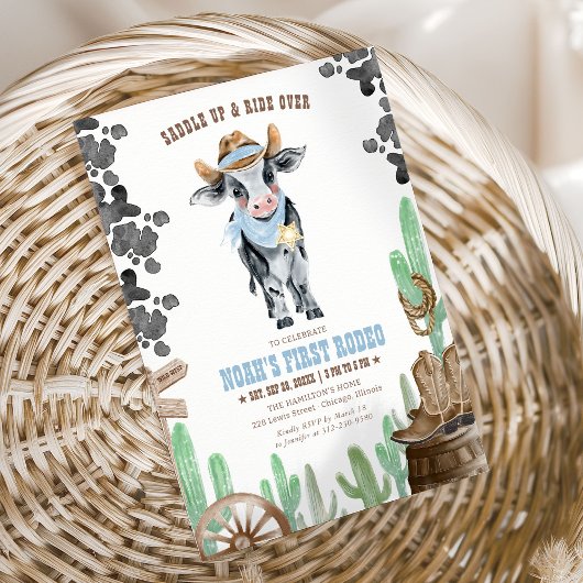 Invitation First Rodeo 1st Birthday Baby Cow
