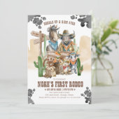 Invitation First Rodeo 1st Birthday Cute Animals Wild West (Debout devant)