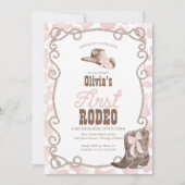 Invitation First Rodeo 1st Birthday Dusty Pink (Devant)