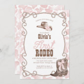 Invitation First Rodeo 1st Birthday Dusty Pink (Devant / Derrière)
