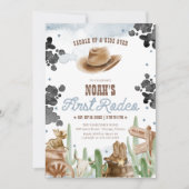 Invitation First Rodeo 1st Birthday Rustic Wild West Boy (Devant)