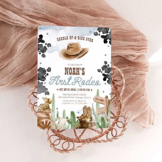 Invitation First Rodeo 1st Birthday Rustic Wild West Boy