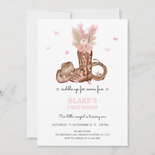 Invitation First Rodeo Birthday (Devant)