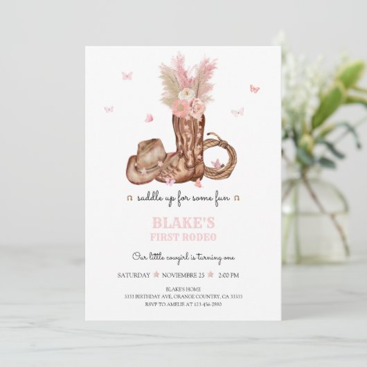 Invitation First Rodeo Birthday (Debout devant)