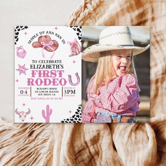Invitation First Rodeo Birthday for Girls – Pink Western