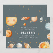 Invitation First Trip Around the Sun Birthday Thank You Card (Devant / Derrière)