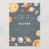 Invitation First Trip Around the Sun First Birthday  (Devant)