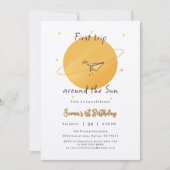 Invitation First Trip Around The Sun Paper Airplane Birthday (Devant)