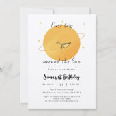 Invitation First Trip Around The Sun Paper Airplane Birthday (Devant)