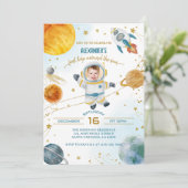 Invitation First Trip Around the Sun Photo Space Birthday (Debout devant)