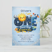 Invitation First Trip Around the Sun Space First Birthday (Debout devant)