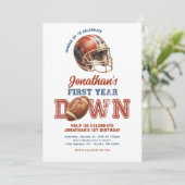 Invitation First Year Down Football 1st Birthday (Debout devant)