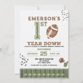 Invitation First Year Down Football Birthday Invitation, 2nd (Devant)